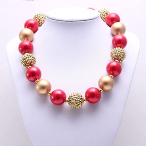 Moda niños princesa oro rojo 20mm <span class=keywords><strong>Bubblegum</strong></span> grueso cuentas collar niños joyería fina encanto niñas collar - Product Image 2