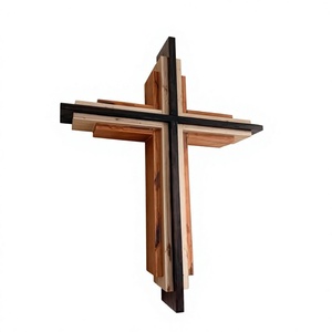 Escultura de Pared Religiosa de Madera Estilo Art Deco, Cruz Rústica, Decoración para el Hogar, Pieza de Arte para Sala de Estar - Product Image 1