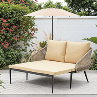 Canapé-lit convertible 2-en-1 en corde PE tressée pour extérieur, idéal pour jardin, balcon et patio – Vente en gros