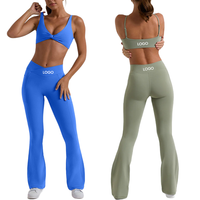 Ensemble de yoga sportif : pantalon évasé taille haute pour un effet push-up, ensemble deux pièces pour la gym et le yoga, pour une silhouette sublime