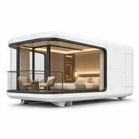 Capsule Spatiale de Luxe E5 – Maison Préfabriquée Modulaire Mobile pour Glamping, Cabine Compacte 28 m² en Acier Robuste avec Fonctionnalités Intelligentes