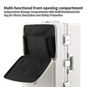 Valise multifonctionnelle avec ouverture frontale, roulettes antivol, grande capacité, support pour téléphone portable et porte-gobelet - Product Image 2
