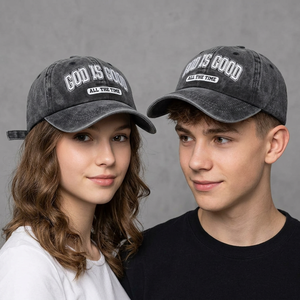Casquette de baseball vintage délavée God Is Good All The Time, 6 panneaux, réglable, en coton, style décontracté unisexe - Product Image 1