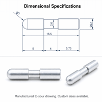 Pin Poros Bertingkat CNC 16.5mm Kepala Cembung Dowel Penentu Posisi untuk Perakitan Jig Fixture Peralatan Otomasi
