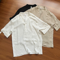 Chemise à manches courtes pour hommes en gros, style Old Money, chemise boutonnée élégante pour l'été, vêtements décontractés