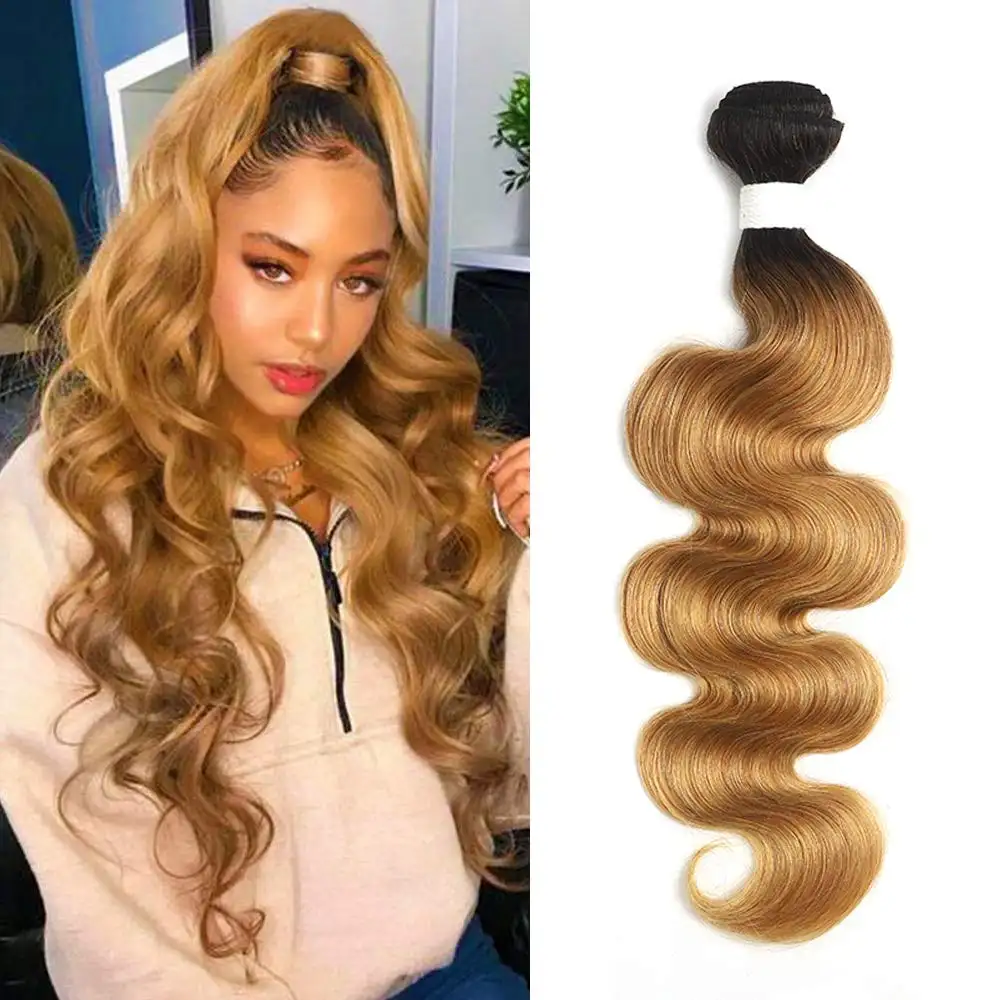 Factory Wholesale Price ombre Human Hair 1B 4 27 Body Wave Virgin Brazilian Hair Bundles With Closure In Mozambique