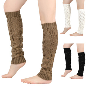 Vente en gros Hiver Femmes Feuille de laine épaisse Chauffe-pieds tricotés Leggings chauds Chaussettes chauffantes longues aux genoux - Product Image 2