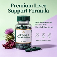 Tablet Permen Herbal Milk Thistle Label Pribadi Campuran Pueraria & Hovenia Tablet Permen Tekan OEM