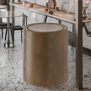 Creative Grain Design 12L 16L Ring Lidless Trash Basket Standing Swivel-Capped <b>Plastic</b> Wood Waste <b>Bins</b> for Home Use - Product Image 3
