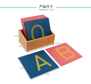 Giocattoli Educativi Montessori <span class=keywords><strong>in</strong></span> Legno con Lettere Maiuscole <span class=keywords><strong>in</strong></span> Carta Vetrata e Scatola - Product Image 1
