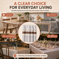 Nappe de table transparente en PVC réutilisable de qualité commerciale YJ pour bureau, cuisine, salle de pause – Vente en gros