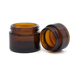 Pot en verre ambré transparent, bleu, vert, noir, givré <span class=keywords><strong>pour</strong></span> crème cosmétique, avec bouchon <span class=keywords><strong>à</strong></span> <span class=keywords><strong>vis</strong></span> en aluminium, logo personnalisé, disponible en 5g, 10g, 15g, 20g, 30g, 50g, 100g - Product Image 1