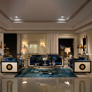 Lusso barocco 2 posti divano blu reale velluto oro leone emblema finiture dorate squisiti <span class=keywords><strong>mobili</strong></span> Villa per interni palazzo - Product Image 6