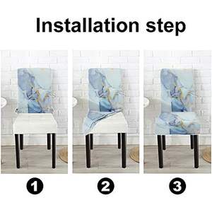 Modern Marble Blue Abstract Pattern <b>Dining</b> <b>Chair</b> Slipcovers <b>Set</b> <b>of</b> <b>4</b> Stretch Fit Universal Removable Washable Protectors Stock - Product Image 4