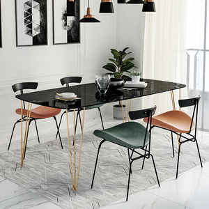 Ensemble de table à dîner salle à manger meubles en marbre table à manger 6 chaises modernes - Product Image 2