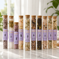 Garam Mandi Himalaya Alami Brinelume dalam Tabung Kaca Gabus, Campuran Bunga Kering Mawar, Minyak Esensial, Hadiah Spa untuk Kaki