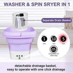 Lavadora Portátil Plegable con Secadora por Centrifugado, Mini Lavadora Automática para Ropa Interior y Calcetines con Centrifugadora, Gran Capacidad de 6L - Product Image 4