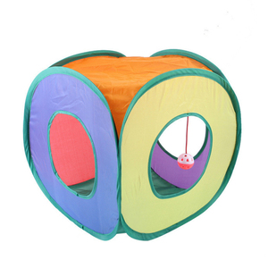 Collapsible Cat Tunnel with Bell <b>Toy</b> for Small Large Cats Indoor Outdoor Playpen Tent Rainbow <b>Cube</b> Pet Cat Play Tunnel Playpen - Product Image 2