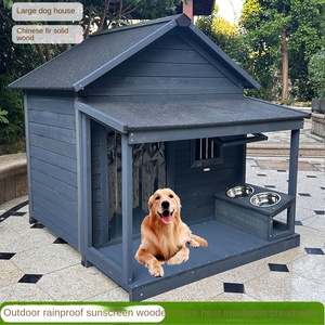 Casa para Perros de Exterior, Universal para las Cuatro Estaciones, Caseta de Madera Resistente a la Lluvia y al Sol, Villa para Perros de Pelo Largo, No Requiere Ensamblaje - Product Image 3