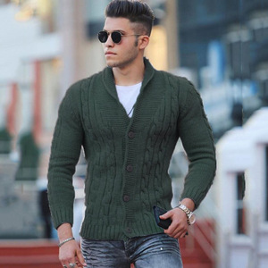Cárdigan de <span class=keywords><strong>Hombre</strong></span>, Acrílico, Manga Larga, Corte Ajustado, con Cuello Camisero, Nueva Colección Otoño/Invierno |   Comercio transfronterizo para artículos |   Color Sólido - Product Image 4
