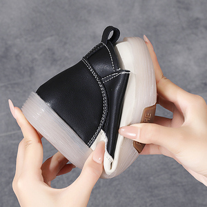 Nuevos zapatos gruesos de cuero de vaca Real personalizados con logotipo Marca Aumento de altura para mujeres Cordones Plataforma interior <span class=keywords><strong>Zapatillas</strong></span> de deporte para niñas - Product Image 4