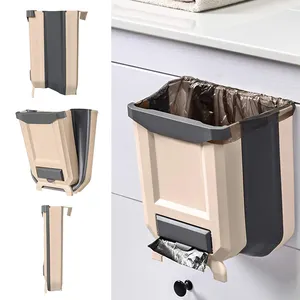 Pendurada mini lata de lixo para cozinha, dobrável suspensa para armário de cozinha, cozinha