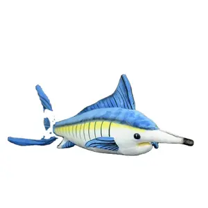 Real Life Blue Marlin Fish Stuffed Toys Lifelike Marine Animals Indian Spearfish Realistic Plush Toy Soft Kids Toys Gift