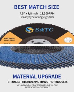 5 disques abrasifs <span class=keywords><strong>à</strong></span> lamelles SATC T29, grain 60-120, personnalisables OEM, pour accessoires de meuleuse d'angle - Product Image 3