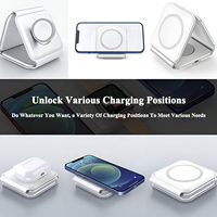 Support de charge magnétique sans fil pliable 3-en-1 15W pour téléphone portable, montre et écouteurs – Design fin et gratuit