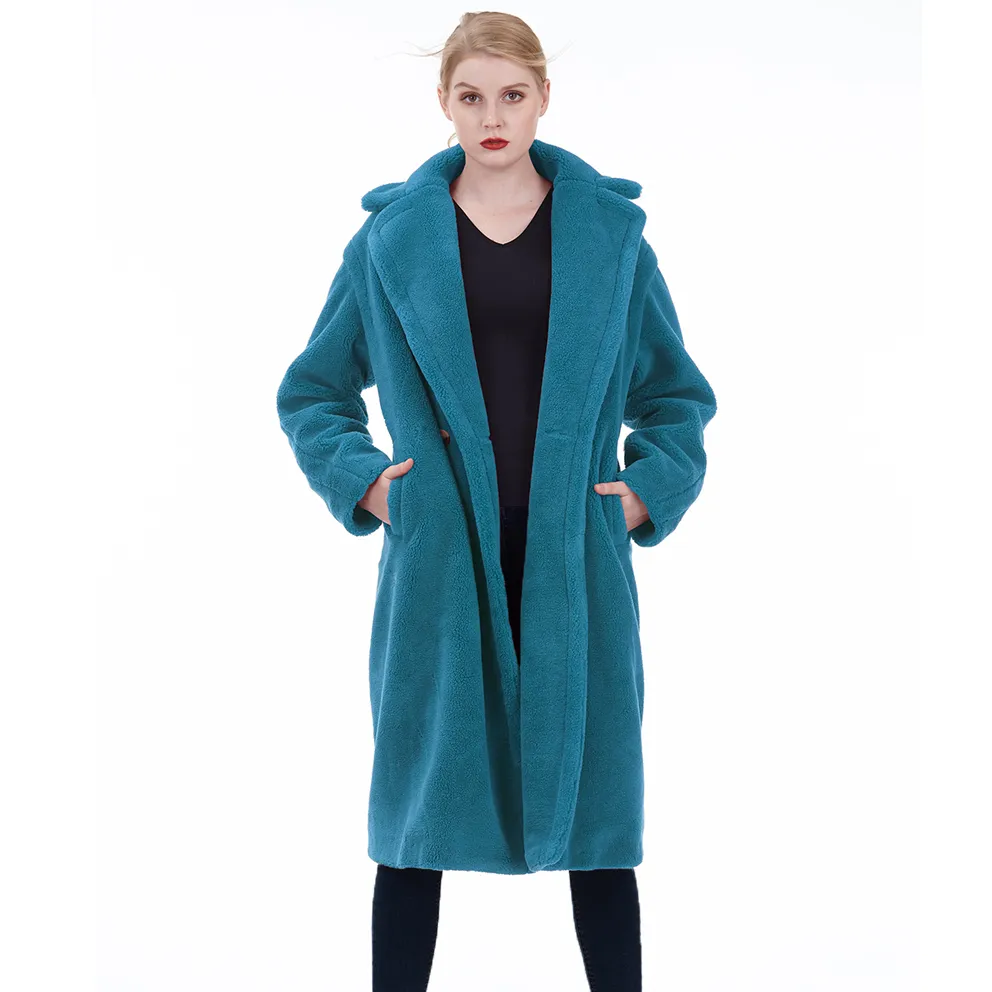 フェイクファーコート2022冬デザイナー中国工場供給最高品質の女性フェイクファーコートロングカラー女性用ジャケットコート