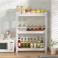 Étagère de rangement en plastique moderne à deux niveaux pour la cuisine avec un design détachable pour les bouteilles d'assaisonnement et l'organisation du bureau