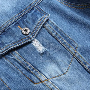Prendas de vestir informales para primavera Otoño e Invierno Chaqueta vaquera de algodón ajustada de alta calidad para hombre Color sólido de un solo pecho - Product Image 4