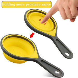 Tasses et cuillères à mesurer souples en silicone pliables, tasses à mesurer portables en silicone de qualité alimentaire pour la pâtisserie - Product Image 3