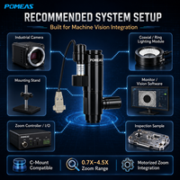Objectif zoom continu motorisé POMEAS 6.5X avec revêtement antireflet, éclairage coaxial 0.7X-4.5X, monture C RS232, OEM pour machine