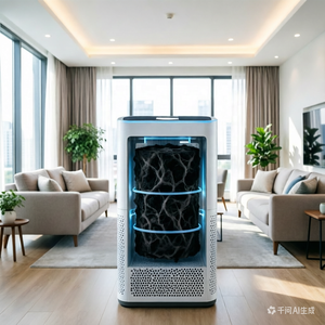 Éponge filtrante au charbon actif imprégné, matériau absorbant les odeurs, support filtrant au charbon pour système de purification d'air - Product Image 1