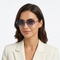 Lunettes de soleil géométriques de luxe sans monture, protection UV, modèle 111, pour femmes et hommes, idéales pour les voyages et les activités de plein air, certifiées CE - Grande Vente