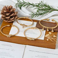 Bracelet tendance texturé en or 18 carats plaqué or, avec breloque zircon étincelante, pour bébés et jeunes filles – Vente en gros personnalisée
