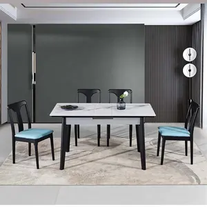 ओके नया इटैलियन छोटा मार्बल टॉप डाइनिंग टेबल और कुर्सियाँ डाइनिंग रूम फर्नीचर 6- 8 सीटर डाइनिंग टेबल सेट