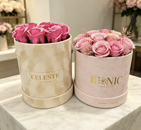Boîte Cadeau Ronde en Carton Recyclé Écologique pour Fleurs avec Laminage Mat et Gaufrage Épaisseur 2mm