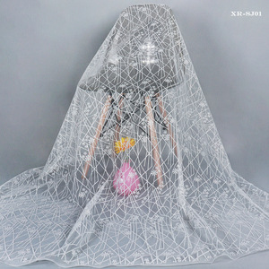 Vải Ren Đính Cườm Màu Trắng Đính Cườm Pha Lê Đính Kim Sa Cho Cô Dâu Sang Trọng - Product Image 1