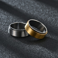 Diamantring 8mm Einfacher Edelstahlring Drehbarer Anti-Angst und Stressabbau Ring für Männer