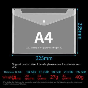 Bolsa transparente para documentos A4 A5 personalizada al por mayor, archivador de plástico PP grueso con botón a presión para almacenamiento de datos de facturas - Product Image 2