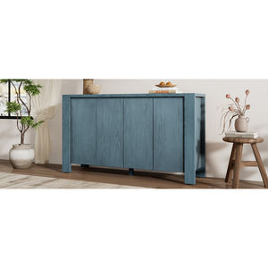 DB TREXM Navy 4-Door <b>Retro</b> <b>Sideboard</b> Distressed Finish Adjustable Shelves for Dining Kitchen Living Room Antique Design Style - Product Image 5