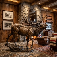 Escultura Grande de Alce en Bronce Fundido, Acabado Bronce Antiguo, Estatua Realista de Animal para Patio de Mansion, Vestíbulo de Hotel, Exterior