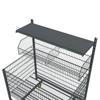 Poubelle pliable d'affichage au détail de panier de fil en métal portatif pour le stockage avec des roues