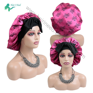 <span class=keywords><strong>Bonnet</strong></span> double couche personnalisé avec logo, avec bande <span class=keywords><strong>de</strong></span> maintien pour les cheveux, extra large, en <span class=keywords><strong>soie</strong></span> douce et brillante - Product Image 3
