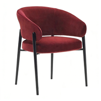 Fauteuil d'appoint luxueux avec structure métallique et revêtement en velours, dossier incurvé, pour salle à manger et salon