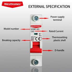 Disjoncteur miniature 4P AC de qualité supérieure, unipolaire, type rail DIN, C10 25A 32A 40A 63A CB MCB 50A, courant nominal - Product Image 3