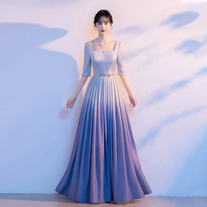 Women's Elegant Stage Performance Dress Long Gown For Choir Host Conductor Red Song Competition Student Poetry Recitation - Product Image 3
