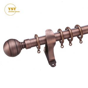 Luxury Antique <strong>Brass</strong> Color <strong>Curtain</strong> Rod Set Heavy Duty Double/Single Drapery Rod with Spherical Finials and <strong>Rings</strong> for Home Decor - Product Image 3